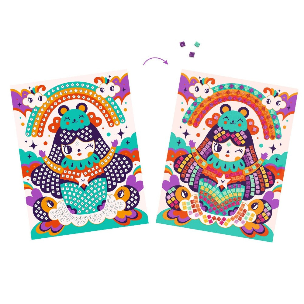 DJECO glitter mozaiek kokeshi 5 jr+ 3070900089044
