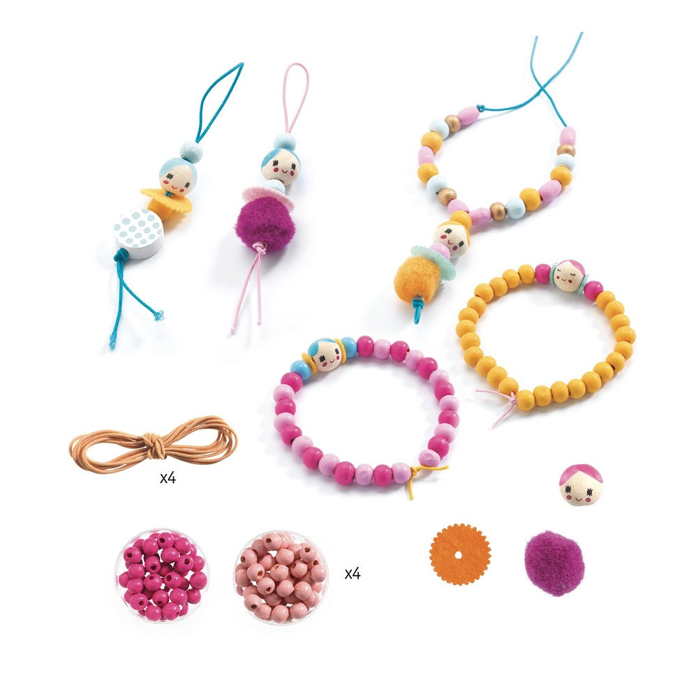 DJECO houten kralen + figuren 8 jr+
