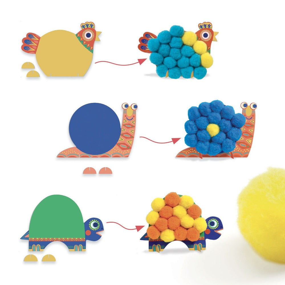 DJECO knutselen met pompoms dieren 18 mnd+