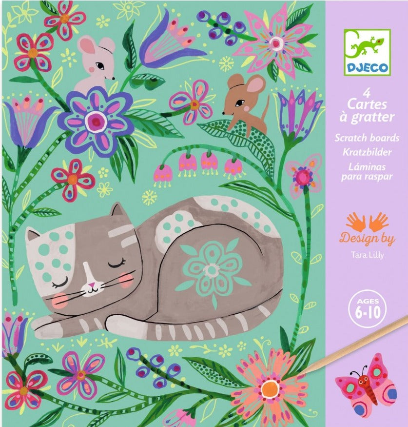 DJECO krasfolie kaarten Dieren in de tuin 6 jr+