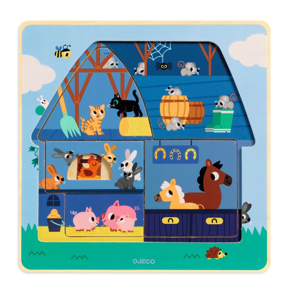 DJECO puzzel 3 lagen chez moo 18 mnd