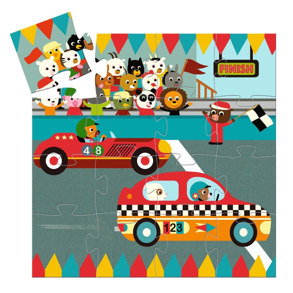 DJECO puzzel racing car 3 jr / 16 stks