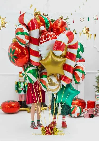 Folie ballon candy cane rood wit 82 cm