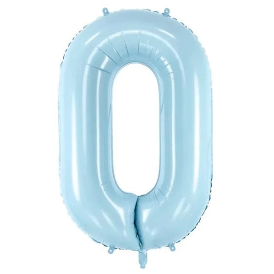 Folie ballon cijfer 0 blauw 86 cm