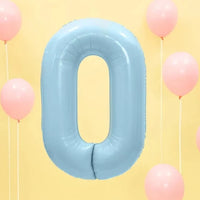Folie ballon cijfer 0 blauw 86 cm