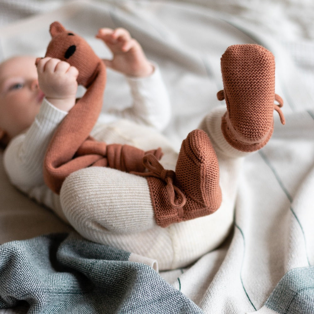 HVID knuffeldoekje Teddy tokki brick 100% merino wol