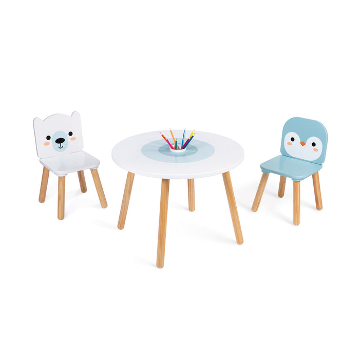 JANOD kindertafel + stoelen Polar