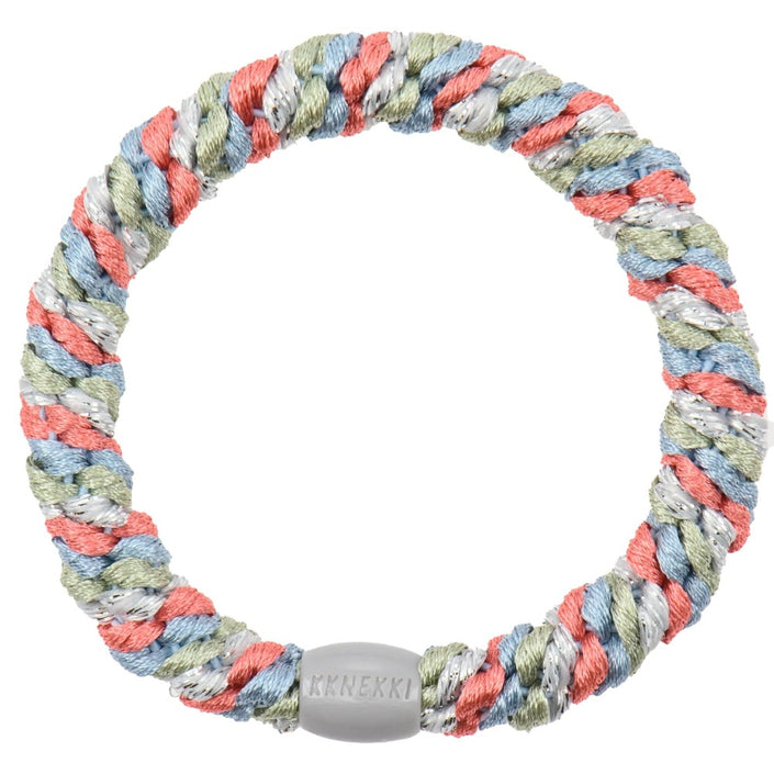 Kknekki haarelastiekje mix grijs blauw glitter