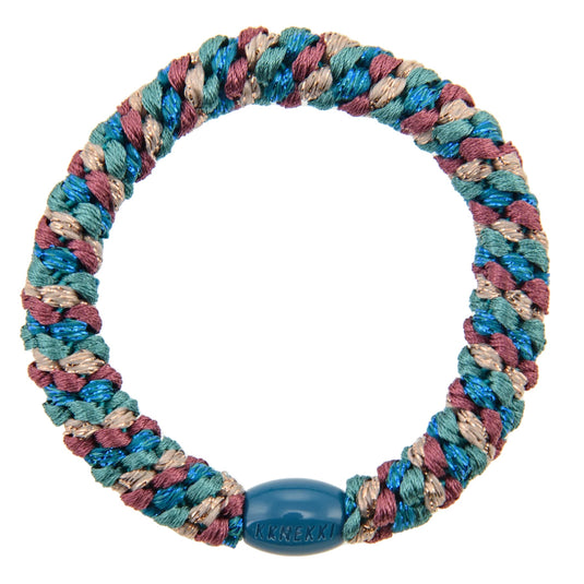Kknekki haarelastiekje mix petrol blauw glitter