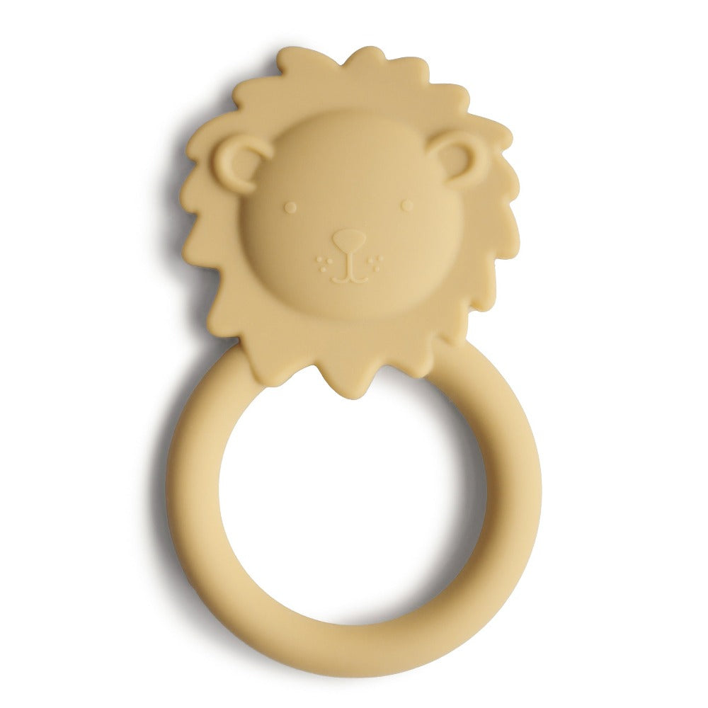 Mushie bijtring lion yellow 3 mnd+