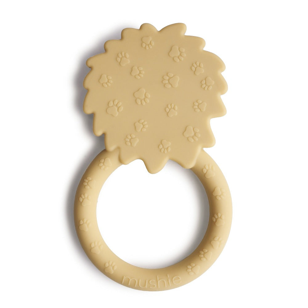 Mushie bijtring lion yellow 3 mnd+