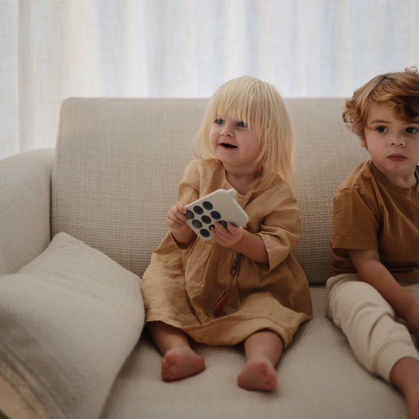 Mushie pop it telefoon cambridge blue 10 mnd+