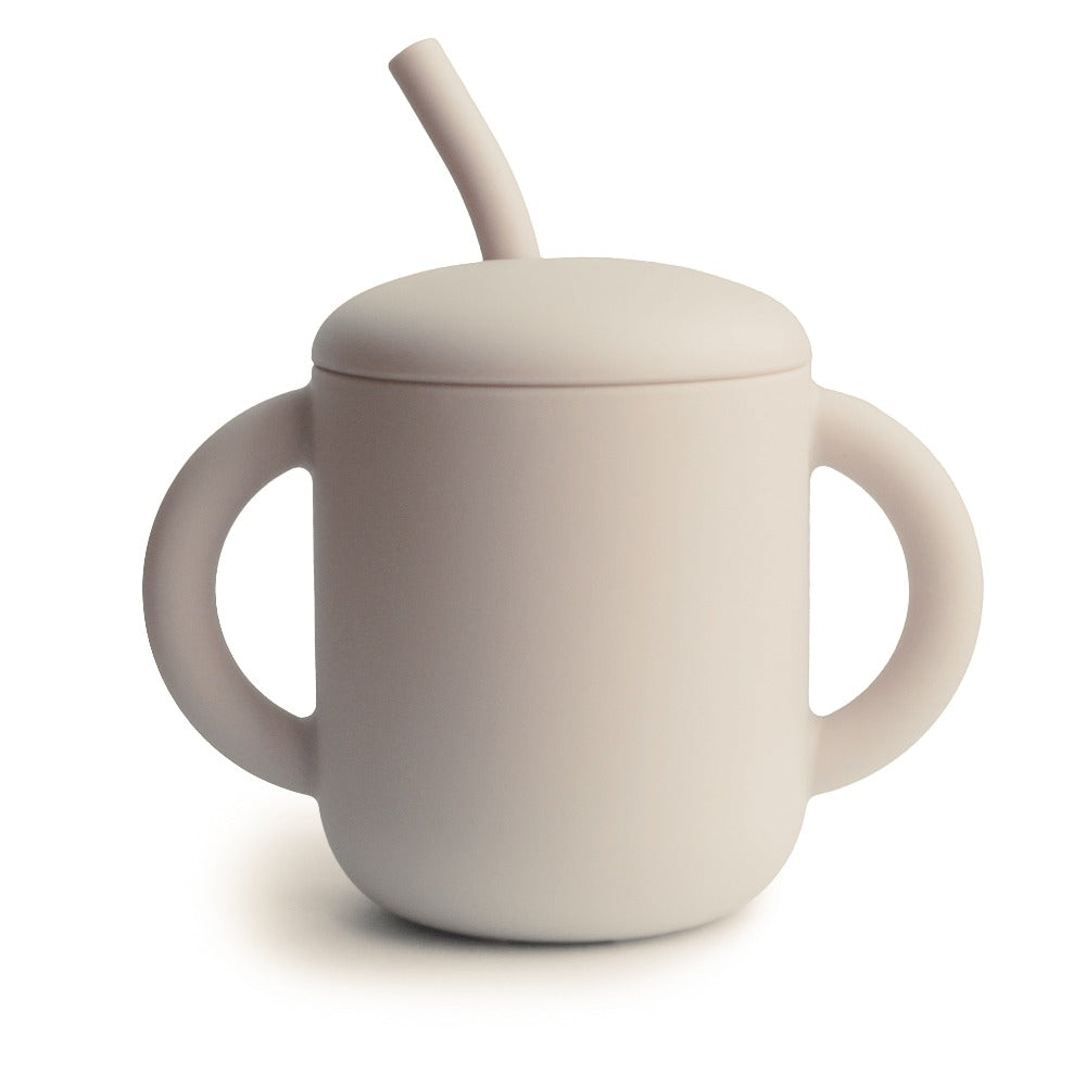 Mushie siliconen sippy cup met oren shifting sand