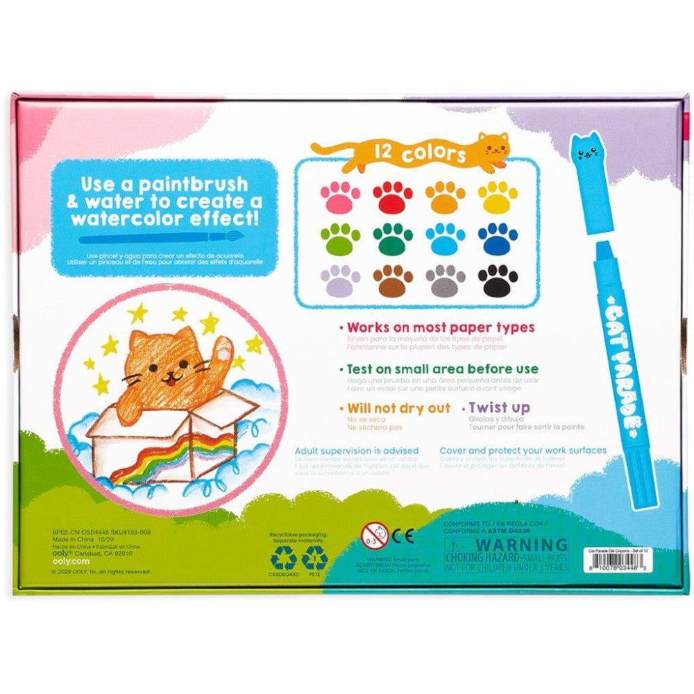 OOLY olie pastel krijt Cat parade 12 stks 3 jr+