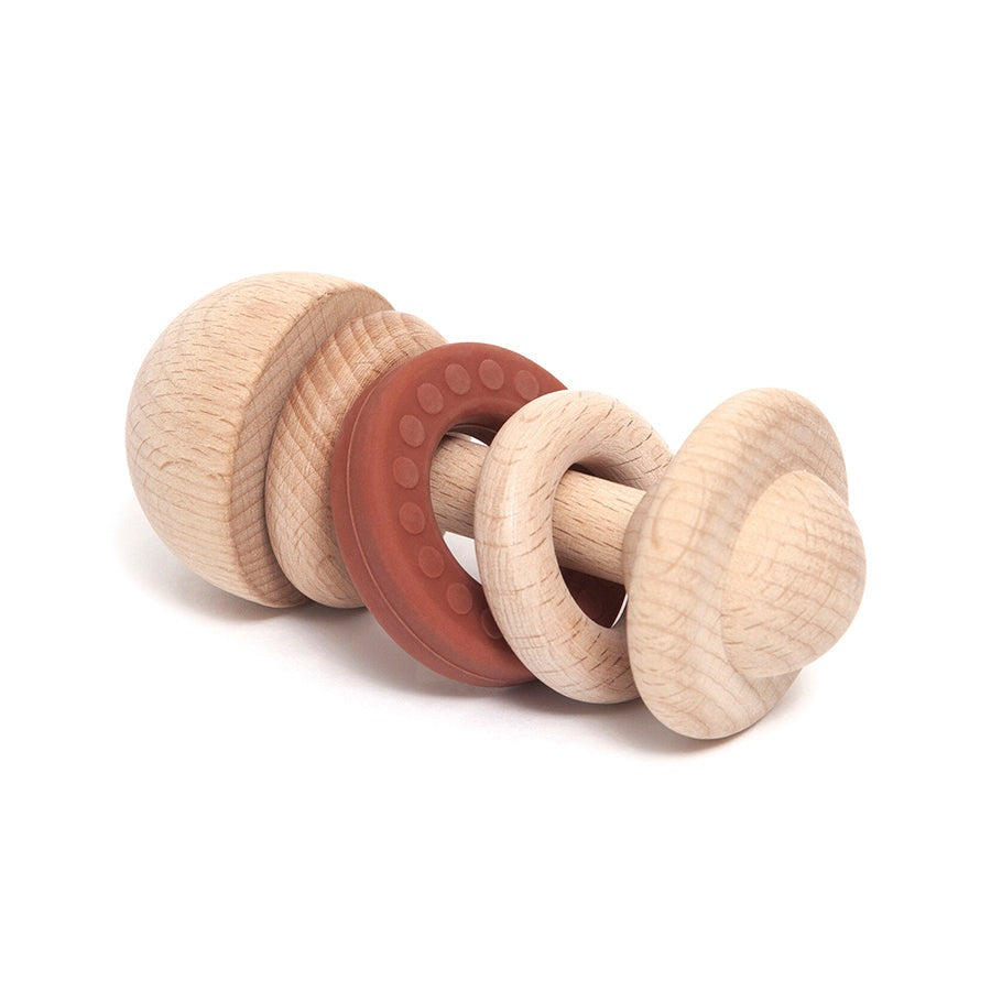 Petit Monkey houten rammelaar backed clay 0 jr+