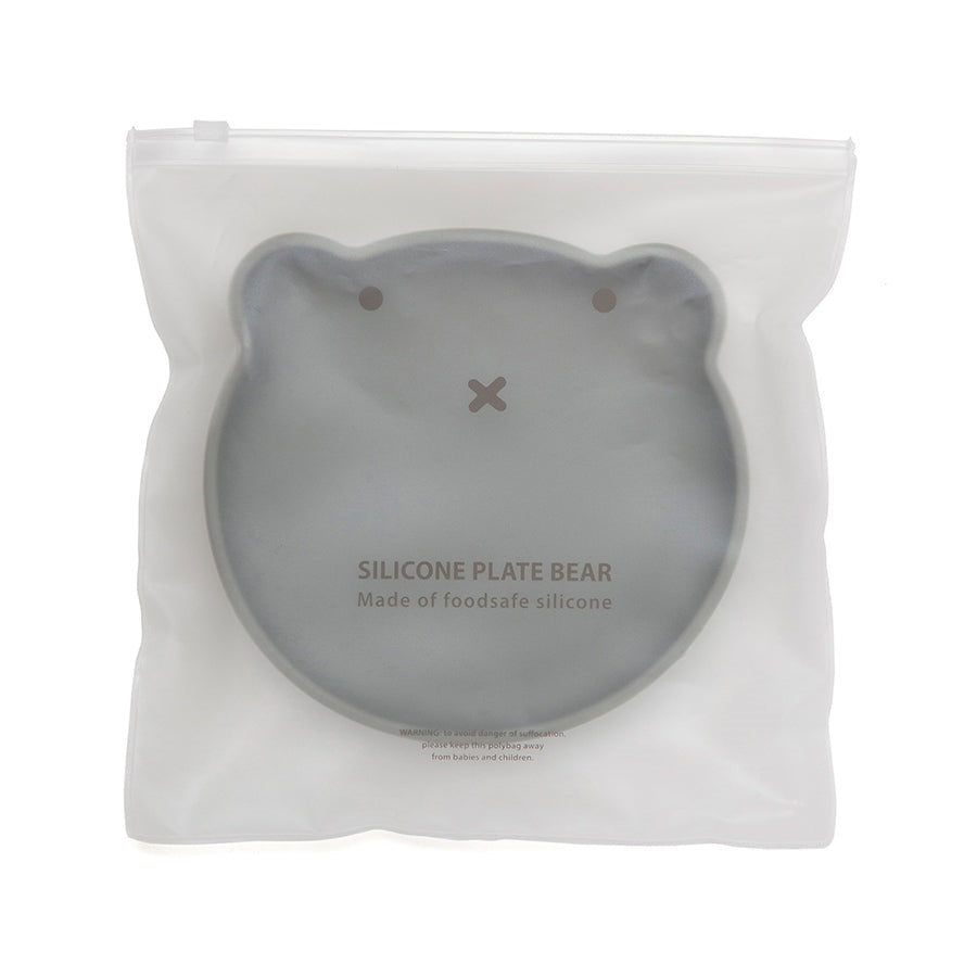 Petit Monkey siliconen bord bear pewter green
