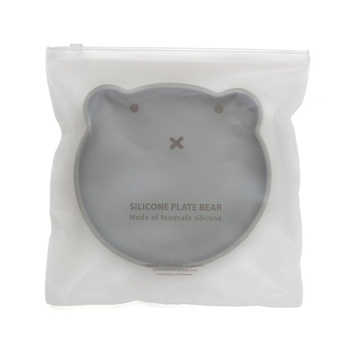 Petit Monkey siliconen bord bear pewter green