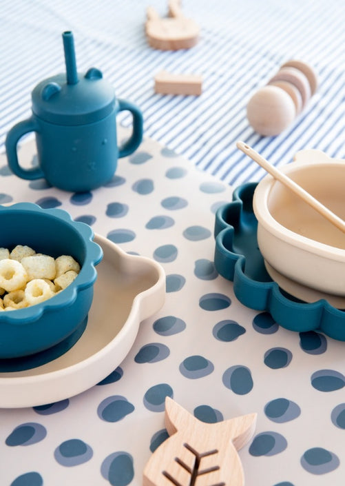 Petit Monkey siliconen bord lion balsam blue