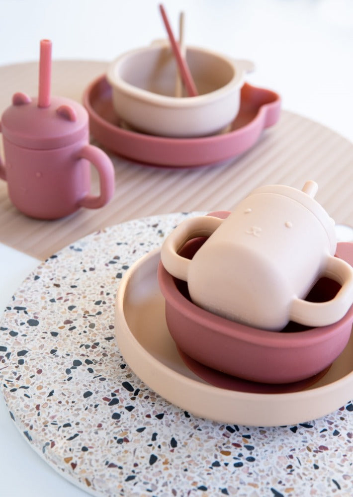 Petit Monkey siliconen sippy cup met oren mahogany rose SCLS1-R