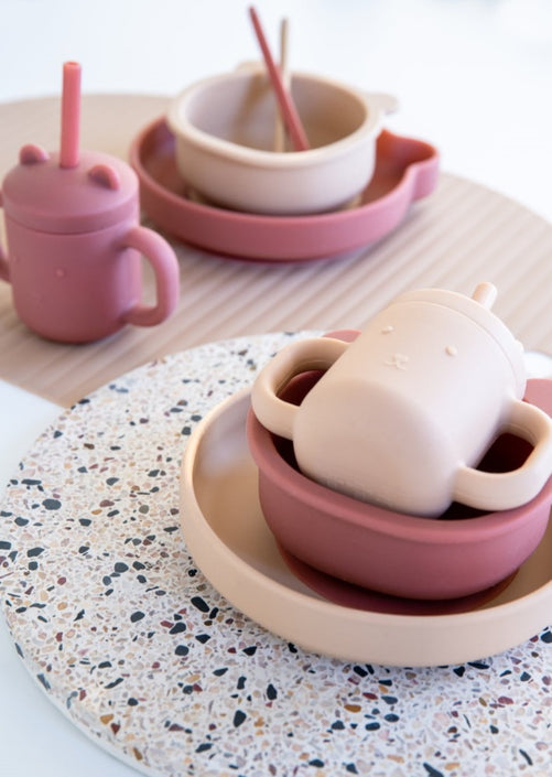 Petit Monkey siliconen sippy cup met oren mahogany rose