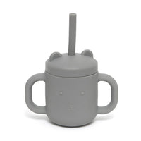 Petit Monkey siliconen sippy cup met oren pewter green