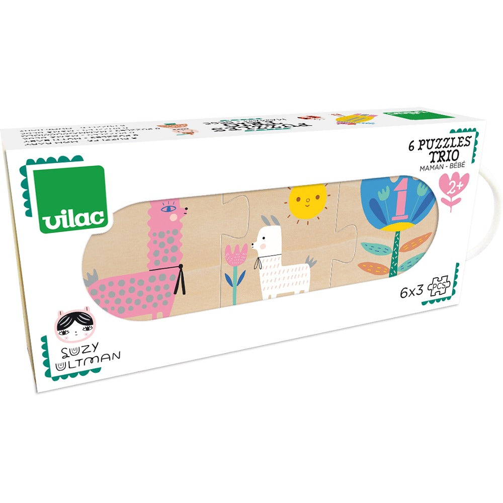 VILAC 6 houten trio puzzels Suzy Ultman 2 jr+