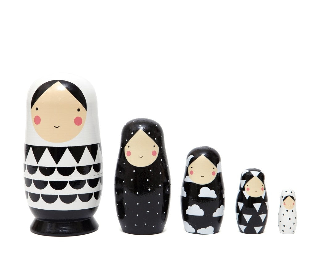Petit Monkey nesting dolls zwart wit kopen