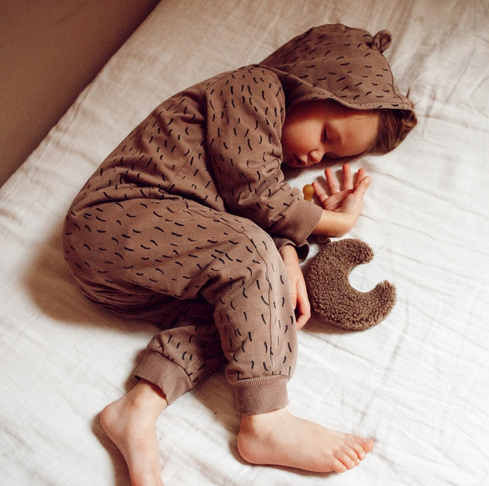 Dappermaentje speendoekje maan teddy koffie
