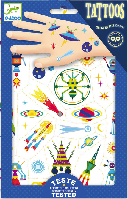 DJECO glow in the dark tattoo's Space Oddity