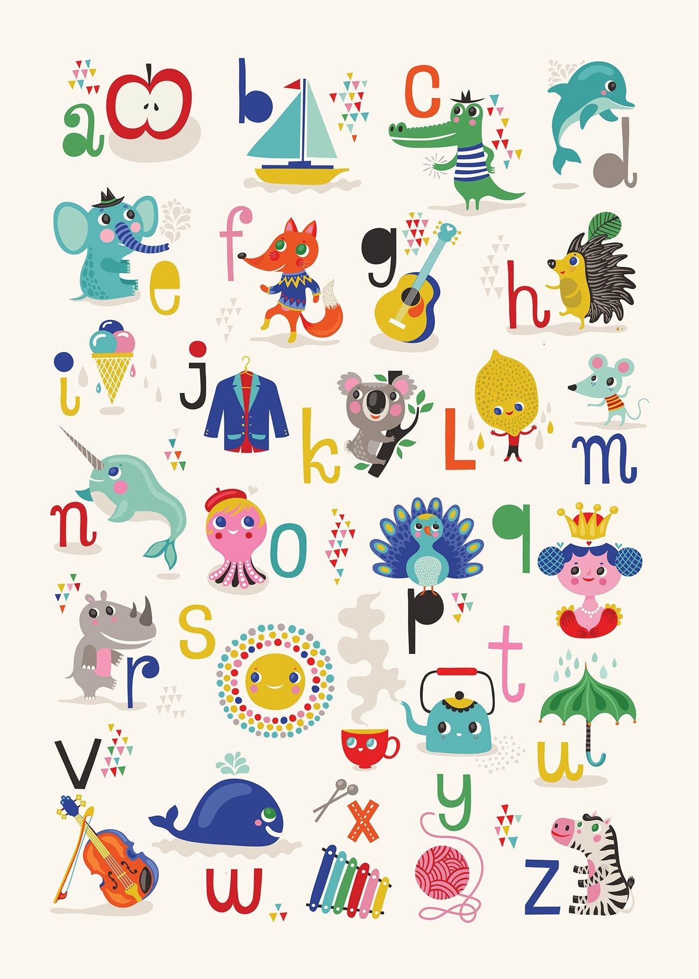 Petit Monkey alfabet poster apple - zebra 50 x 70 cm EN