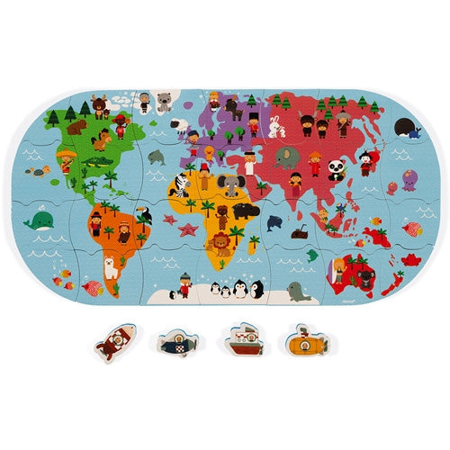 JANOD badpuzzel Wereldkaart 3jr+