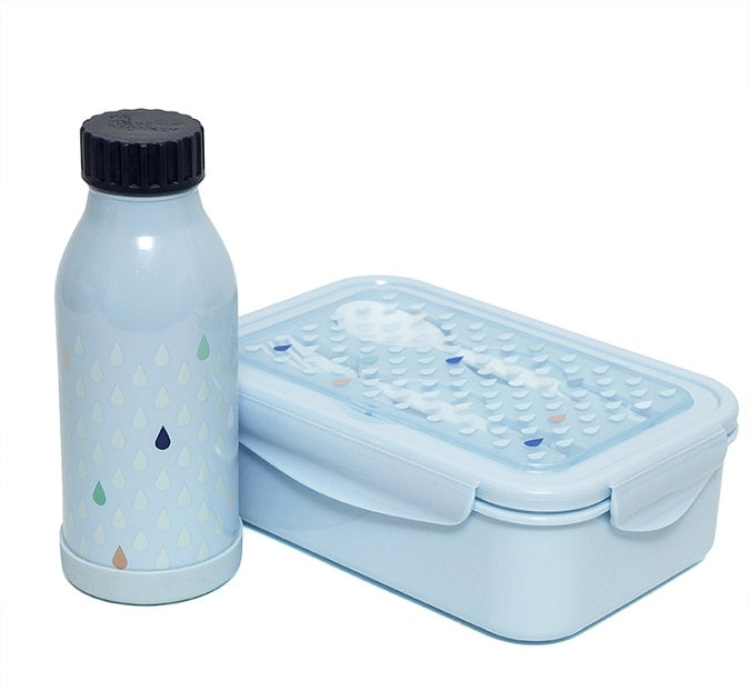 Petit Monkey thermosfles RVS drops blue